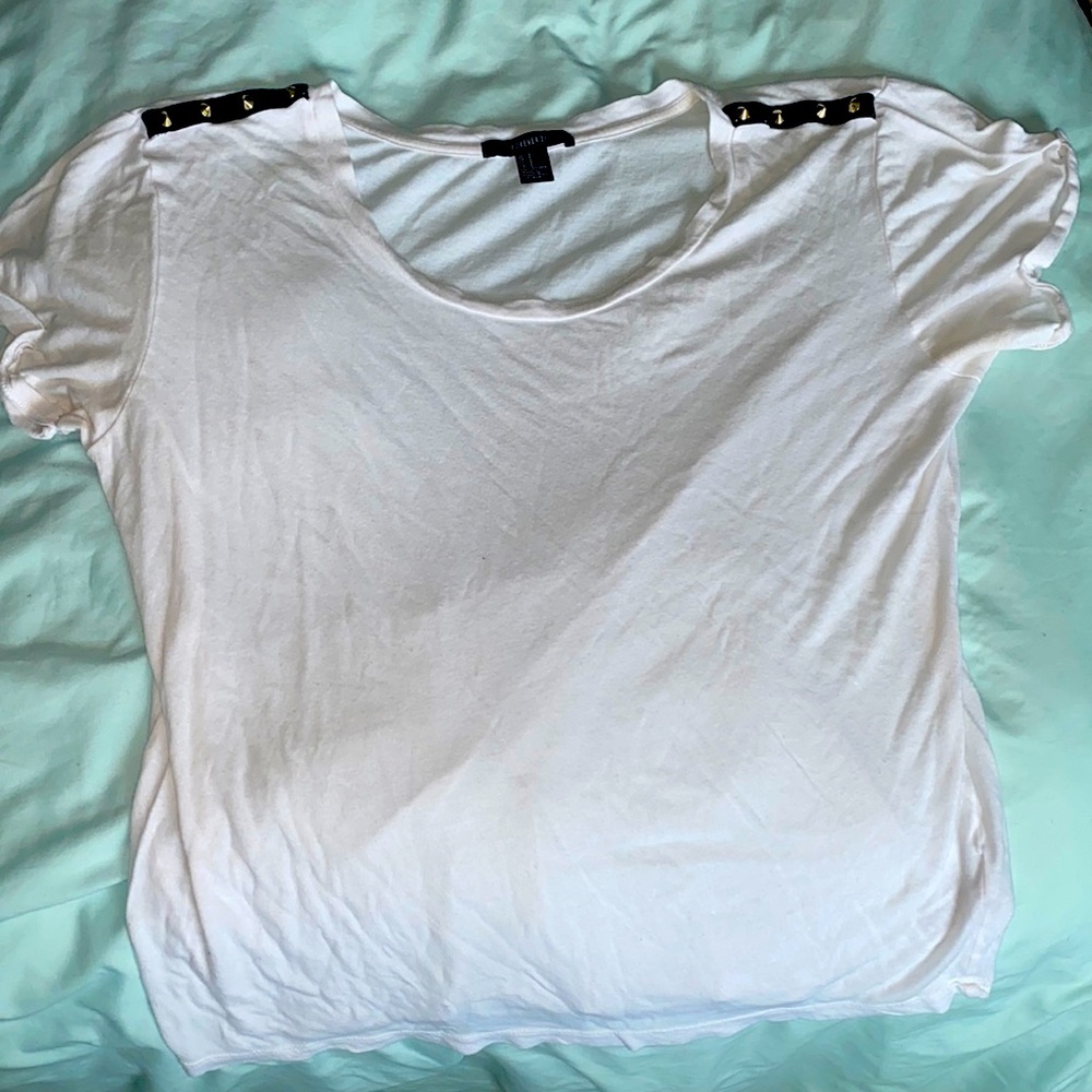 White Forever21 Tee with Studs